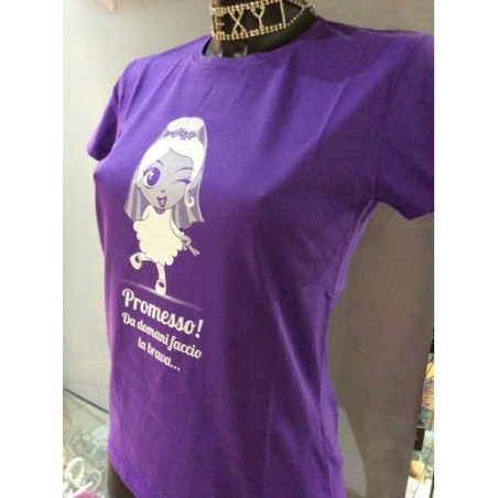 TAGLIA M  T-Shirt VIOLA addio al nubilato sposa con velo