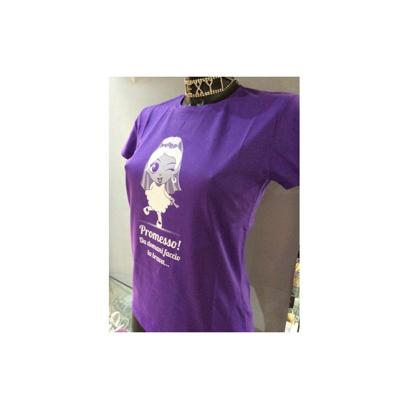 TAGLIA S  T-Shirt VIOLA addio al nubilato sposa con velo
