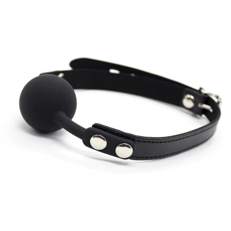 Ball Gag Nera con Cinturino Nero 4 cm