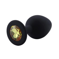 Rosebud Silicone Anal Plug Black S Yellow