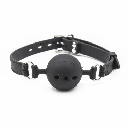 Ball Gag Nera con Cinturino Nero L