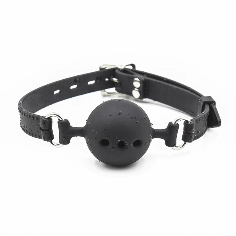 Ball Gag Nera con Cinturino Nero L