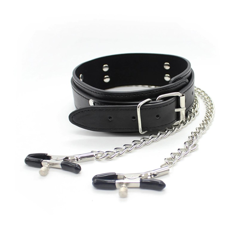 Collar with Nipple Clamps Black