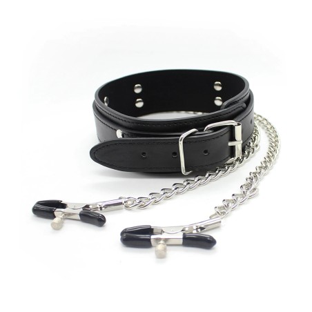 Collar with Nipple Clamps Black