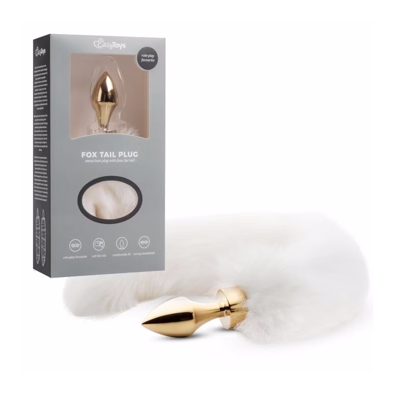 PLUG ANALE CON CODA DI VOLPE BIANCA S ORO