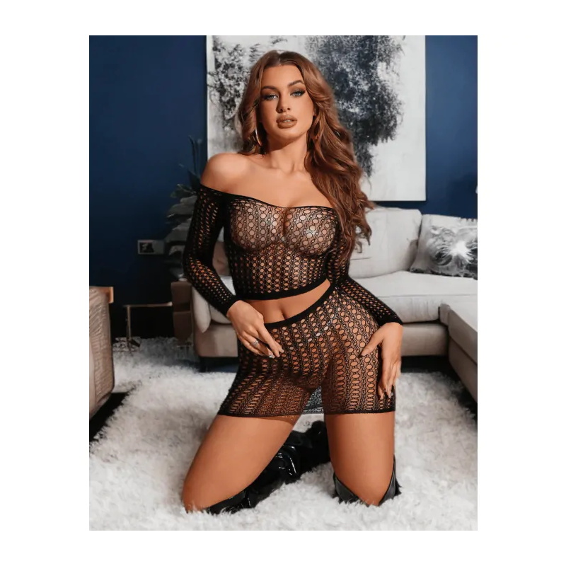 Black Velvet Skirt + Top Set Black