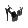 Vinyl platform sandals with vertiginous heels