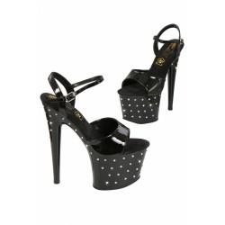 Open Vinyl & rhinestone Pumps
