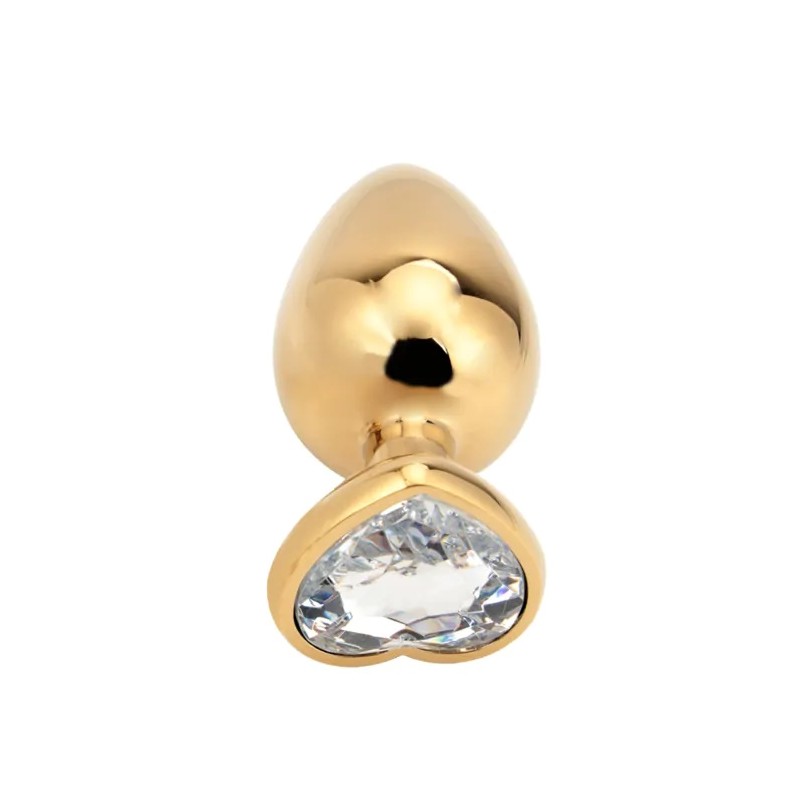 Heart Shape Anal Plug Gold M Clear