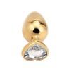 Heart Shape Anal Plug Gold M Clear