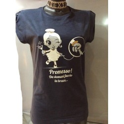 TAGLIA M T-Shirt blu slub in cotone felpatino con strass e glitter oro