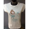 TAGLIA S T-Shirt bianca in cotone con immagine tiffany strass e glitter