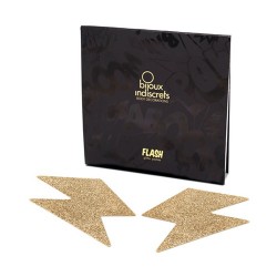Copricapezzoli adesivi a forma di saetta dorata Flash Bolt Gold