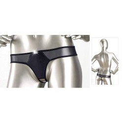 PERIZOMA APERTO LEATHER-LOOK NERO