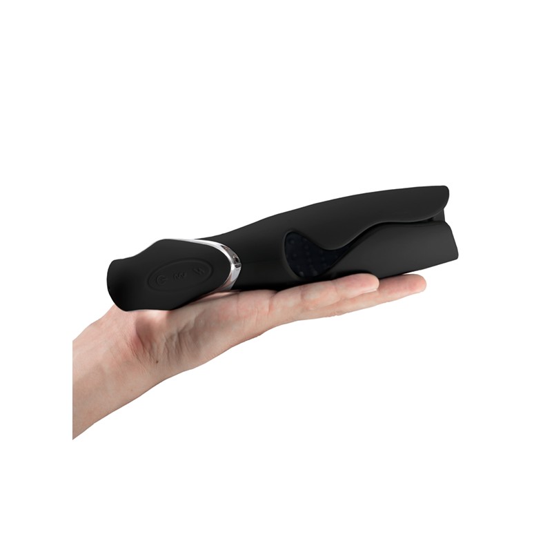 Masturbatore vibrante ricaricabile in silicone Vulcan Masturbator Black