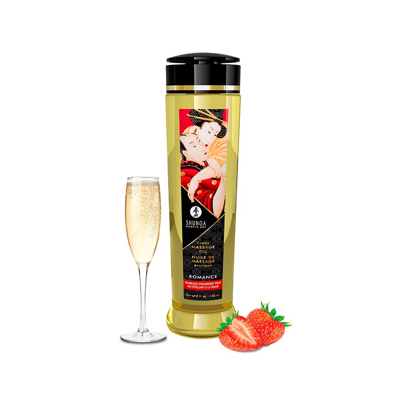 Olio massaggi Shunga ROMANCE fragranza fragola e vino frizzantino 240 ML