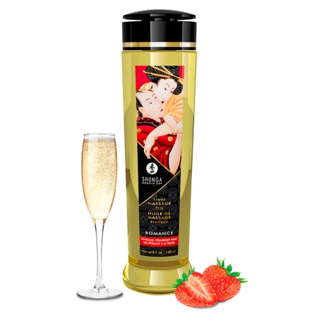 Olio massaggi Shunga ROMANCE fragranza fragola e vino frizzantino 240 ML