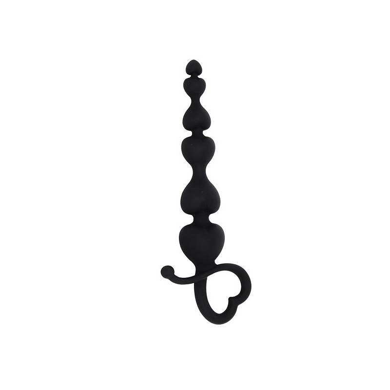 Palline Anali Silicone Nero Con Impugnatura Cuore nr79