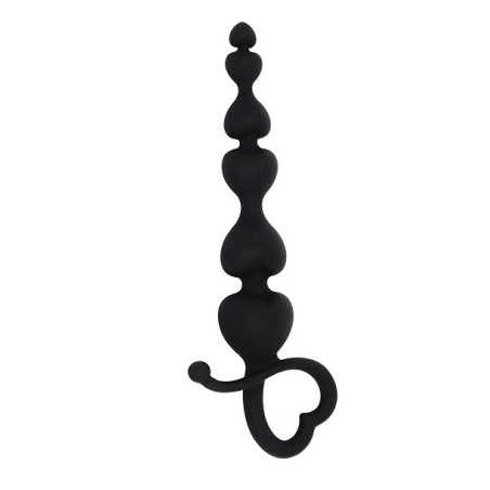 Palline Anali Silicone Nero Con Impugnatura Cuore nr79