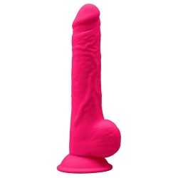 Fallo realistico fuxia con testicoli  in silicone dual density silexpan termoreattivo 24 cm con ventosa