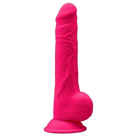 Fallo realistico fuxia con testicoli  in silicone dual density silexpan termoreattivo 24 cm con ventosa