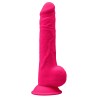 Fallo realistico fuxia con testicoli  in silicone dual density silexpan termoreattivo 24 cm con ventosa