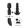 Vibratore Multifunzione in Silicone Nero Set 3 Pezzi con Piumino e Mascherina Switch N.3