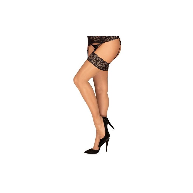 Calze Joylace Nude con Fascia in Pizzo Nero