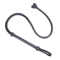 Frusta Intrecciata Nera con Punta a Forma di Cuore 131 cm