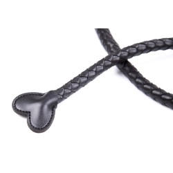 Frusta Intrecciata Nera con Punta a Forma di Cuore 131 cm