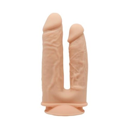 Vibratore Doppio Realistico in Silicone Dual Density 19,5 - 17,5 cm Carne