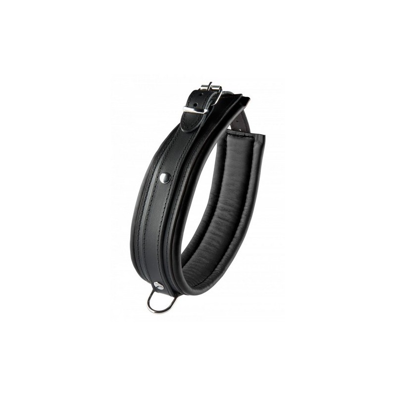 Collare bondage in vera pelle 52 cm altezza 5 cm colore nero