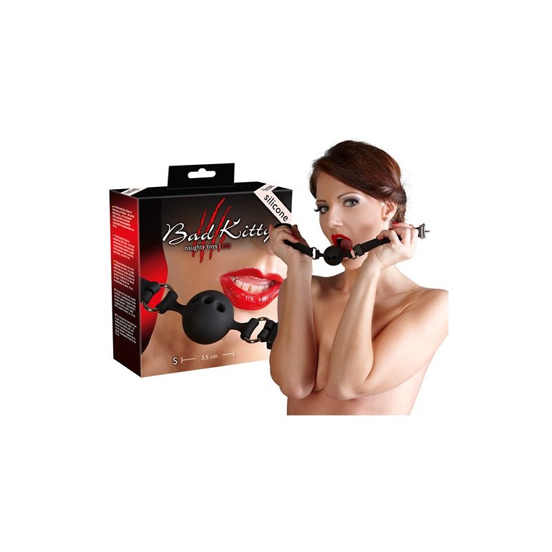Gag in Silicone con fori  Ø 3.5 cm cinturino regolabile, nero