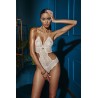 Sydney Body Avorio in Pizzo con Doppio Filo di Perle