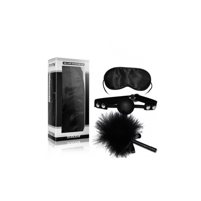 Deluxe Bondage Kit - Ball Gag - Maschera - Solleticatore