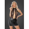 F279 Short Powerwetlook Dress with Lace Top